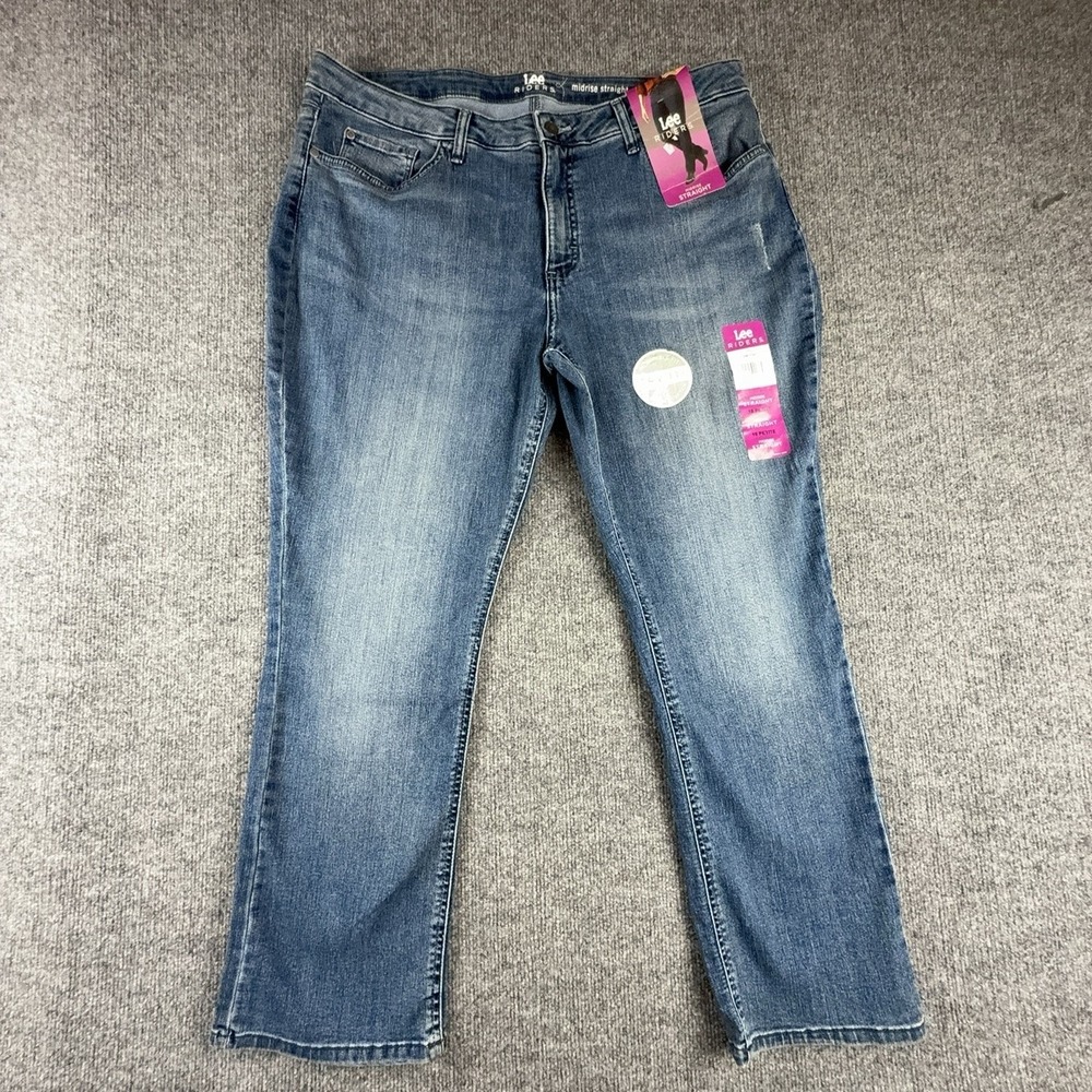 Lee Riders Jeans Womens 18P Medium Wash Mid Rise Straight Stretch 1SMTCW7